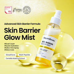 ONGREDIENTS Dual-layer mist close-up shows peptide-rich layer and hydration for skin support.
