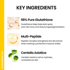 ONGREDIENTS Glutathione-rich formula with Centella visible on label, promoting sensitive-skin calm.