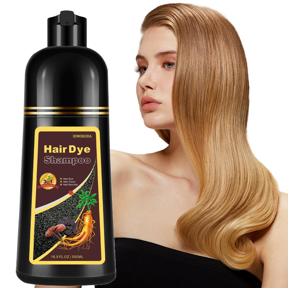 Onilyua natural blonde brown 3-in-1 dye shampoo bottle for quick at-home color refreshment.