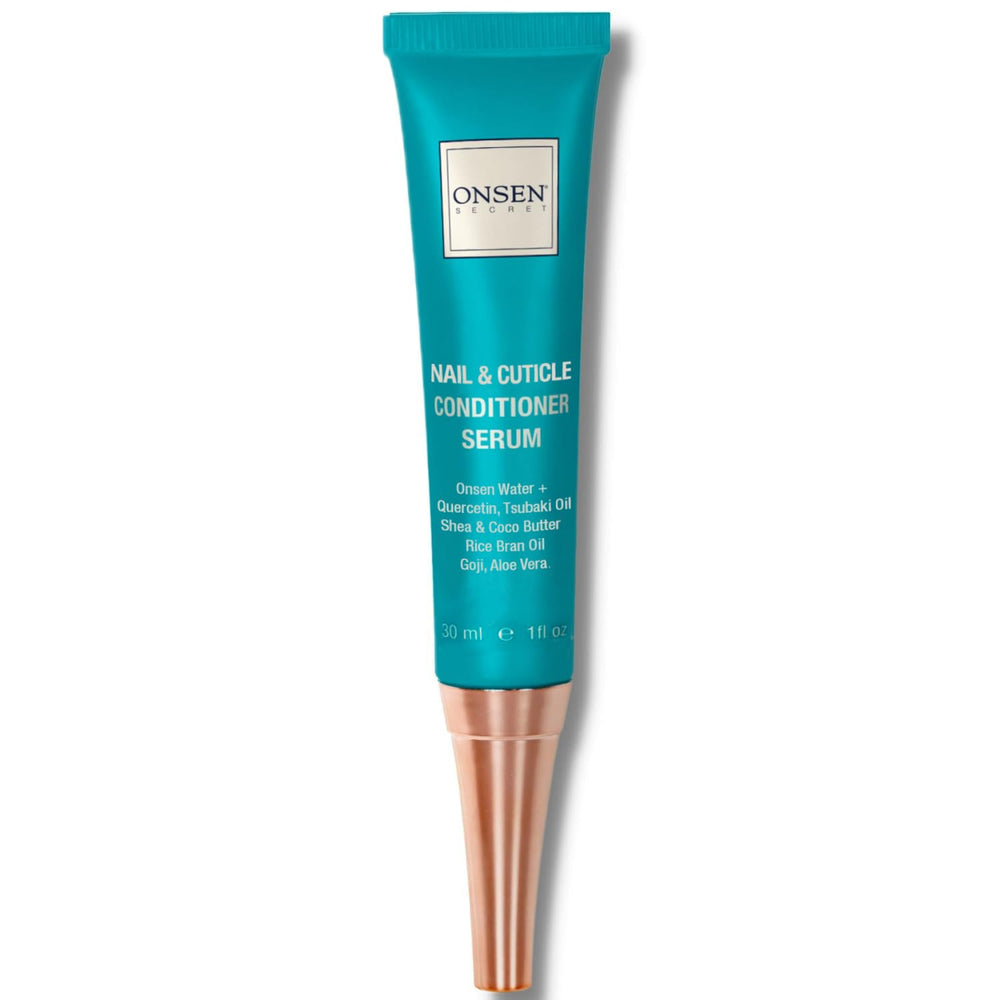 Onsen Secret nail serum being applied for fast-absorbing nail care.
