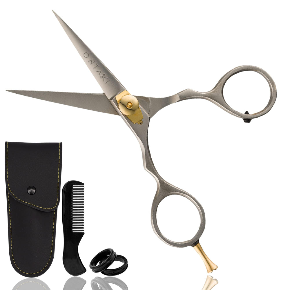 Ontaki beard shears with precision blades for clean, accurate grooming.