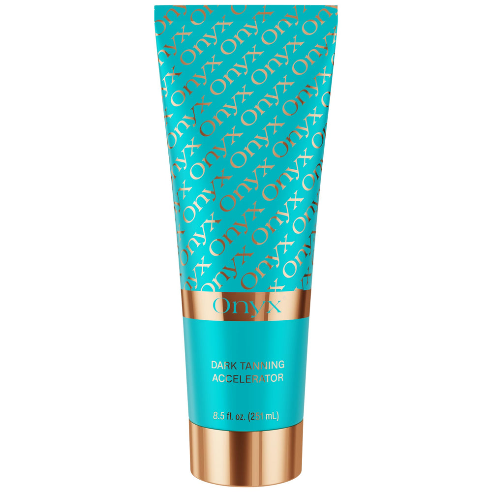 Onyx strongest dark tanning accelerator lotion tube closeup highlights premium formula for faster tanning