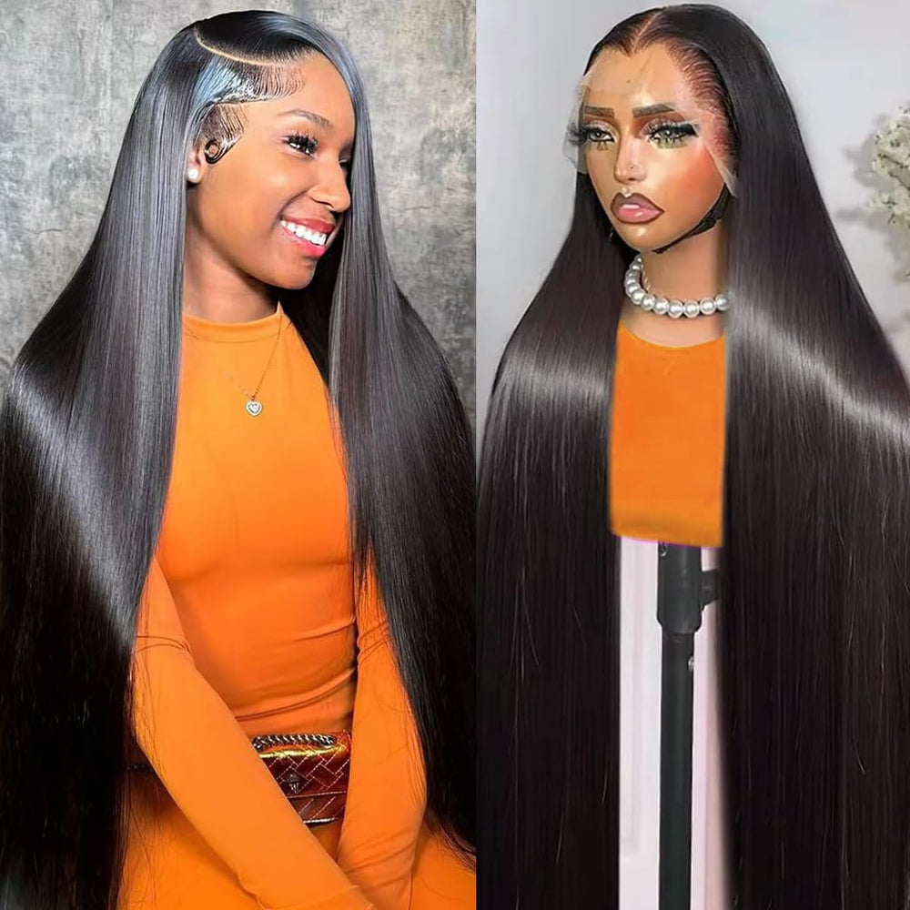 OOVVDA 30-inch lace-front wig straight hair side view enhances natural silhouette.