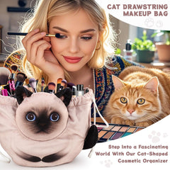 Openhahaha cat makeup bag drawstring design keeps items accessible and secure