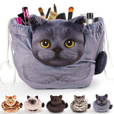 Openhahaha drawstring makeup bag with cat head design for easy access during quick routines.