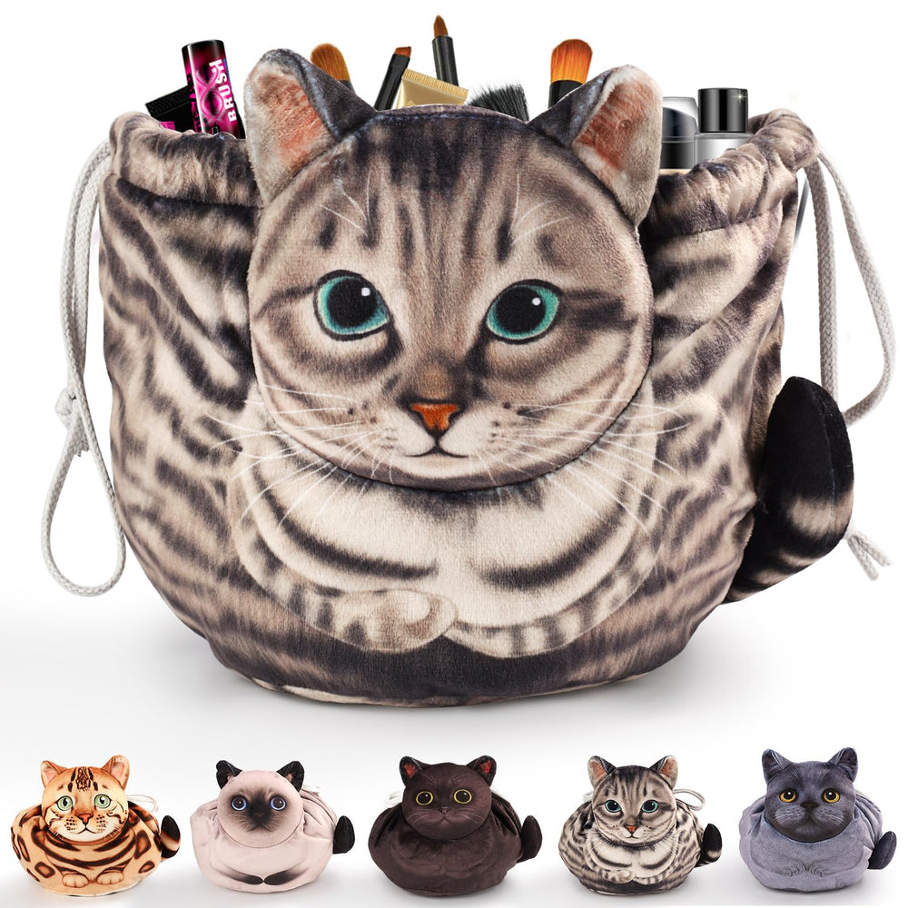Openhahaha drawstring travel organizer cat pouch for on-the-go cosmetics