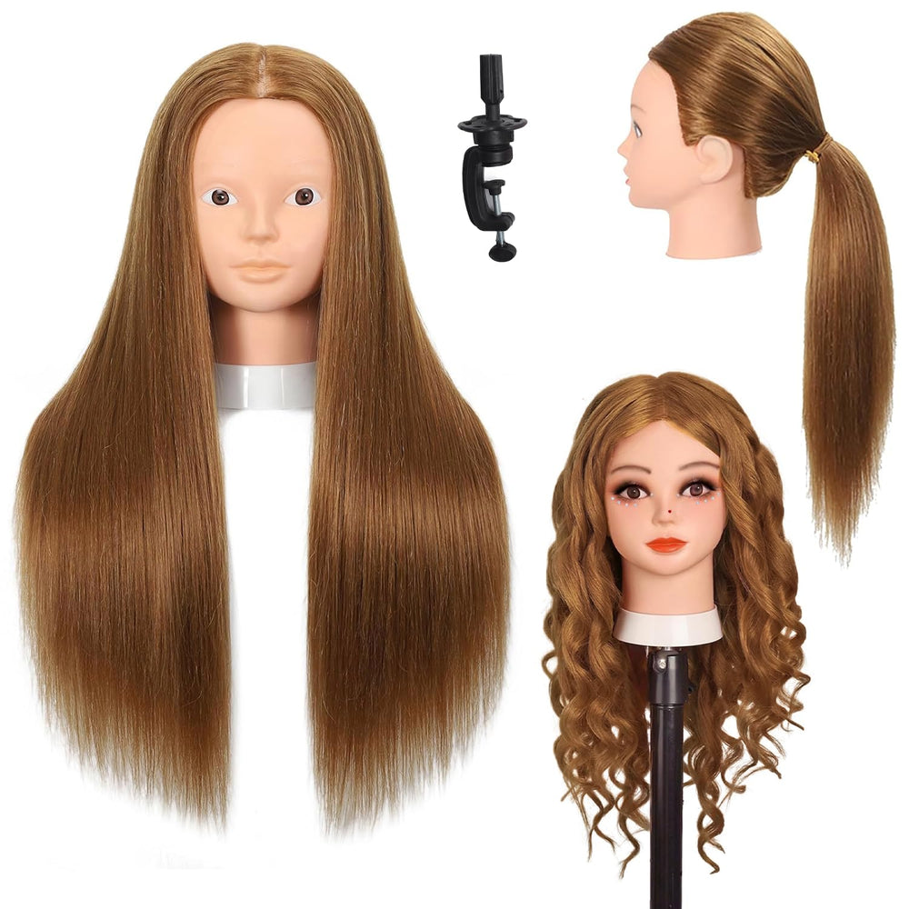 Opini mannequin head close-up showing eighty percent real human hair texture for realistic practice