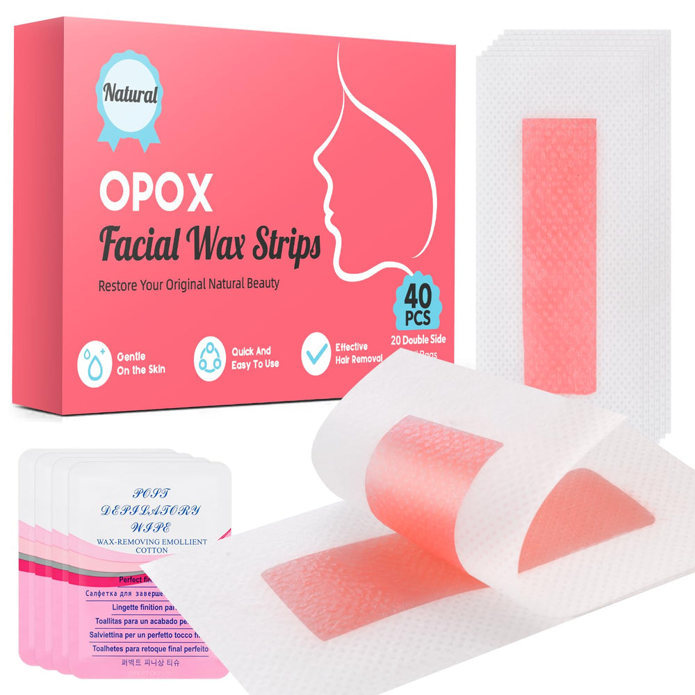 OPOX 40pcs waxing strips packaging for easy at-home removal