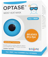 Optase Moist Heat Mask packaging, travel-ready for convenient relief.