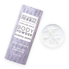 Ora's Amazing Herbal Blissful Earth powder in tube for on-the-go freshness.