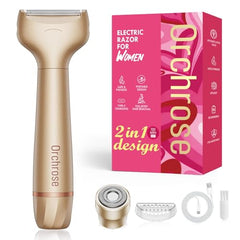 Orchrose electric razor dual-head setup enables versatile grooming for body and face.