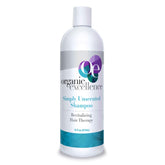 Organic Excellence Simply Unscented Shampoo bottle front, gentle color-safe cleansing for all hair types.