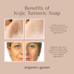 Organic To Green Kojic Turmeric Soap fresh ginger pack shot conveys zesty aroma and routine renewal.