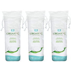 Organyc 100% Organic Cotton Rounds packaging close-up for sensitive skin cleansing