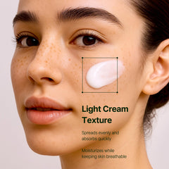 Orien Mugwort Zero Film Moisturizer application shows smooth, non-greasy spread.