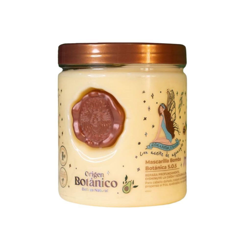 Origen Botánico S.O.S. Bomb Mask 400ml bottle for deep repair and scalp hydration.