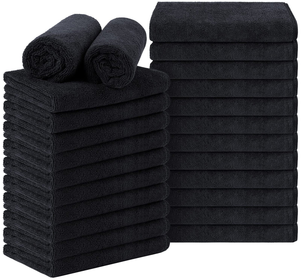 Orighty black salon towel pack 24 16x29 for fast moisture absorption