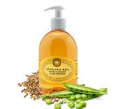 Original Blends Flaxseed Hair Gel bottle with pump shows alcohol-free, gentle styling for all hair types.