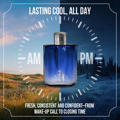 Original Penguin Penguin Ice Blue EDT close-up highlighting fragrance notes for shoppers
