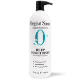 Original Sprout Deep Conditioner bottle on bathroom shelf signaling silky, manageable hair.
