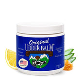 Original Udder Balm jar front view showing thick, hydrating formula for dry skin care.