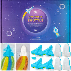 ORIGLAM space plane bath bomb reveals rainbow colors for visual fun and learning