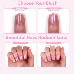 Orly pH Perfector Warm Blush swirl reveals warm peachy-pink shade with golden shimmer.