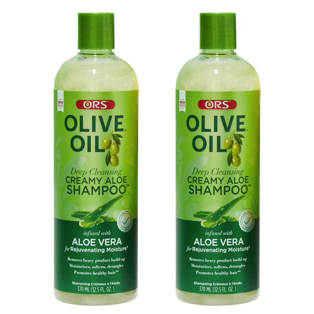 ORS Olive Oil Moisture Restore bottle demonstrates detangling-friendly cleansing.