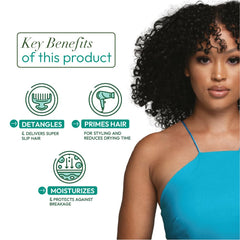 ORS Rice Water hydration visual highlighting nourished strands and softer feel.
