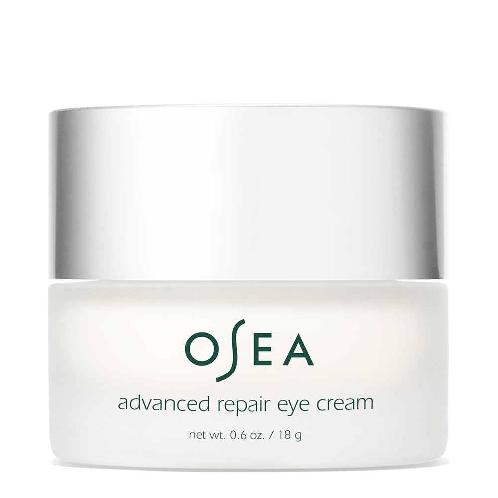 OSEA Advanced Repair Eye Cream tube close-up showing a hydrating formula for delicate under-eye skin