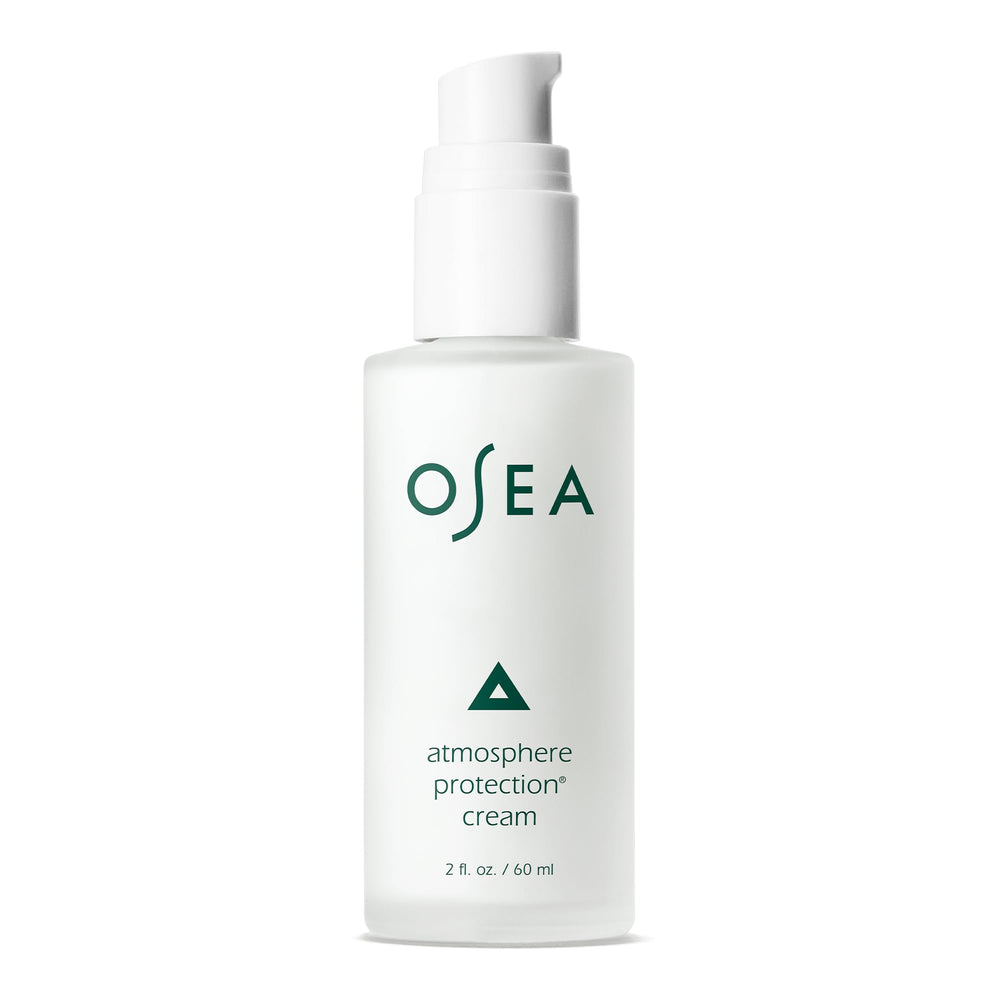 OSEA Atmosphere Protection Cream jar closeup shows lightweight texture for daily hydration