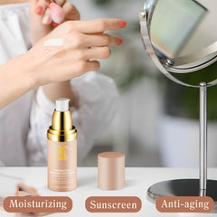 O.SECERT Foundation 4-in-1 longwear texture close-up on skin.