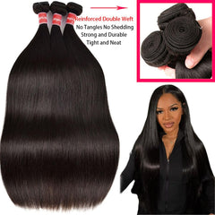 Oshiney unprocessed straight hair bundles 26-30 inch reveal healthy shine and texture.