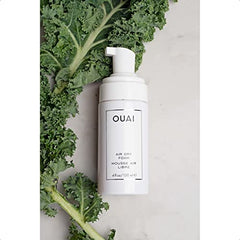 OUAI Air Dry Foam applied to damp hair defining waves