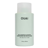 OUAI anti-dandruff shampoo bottle highlighting gentle scalp care