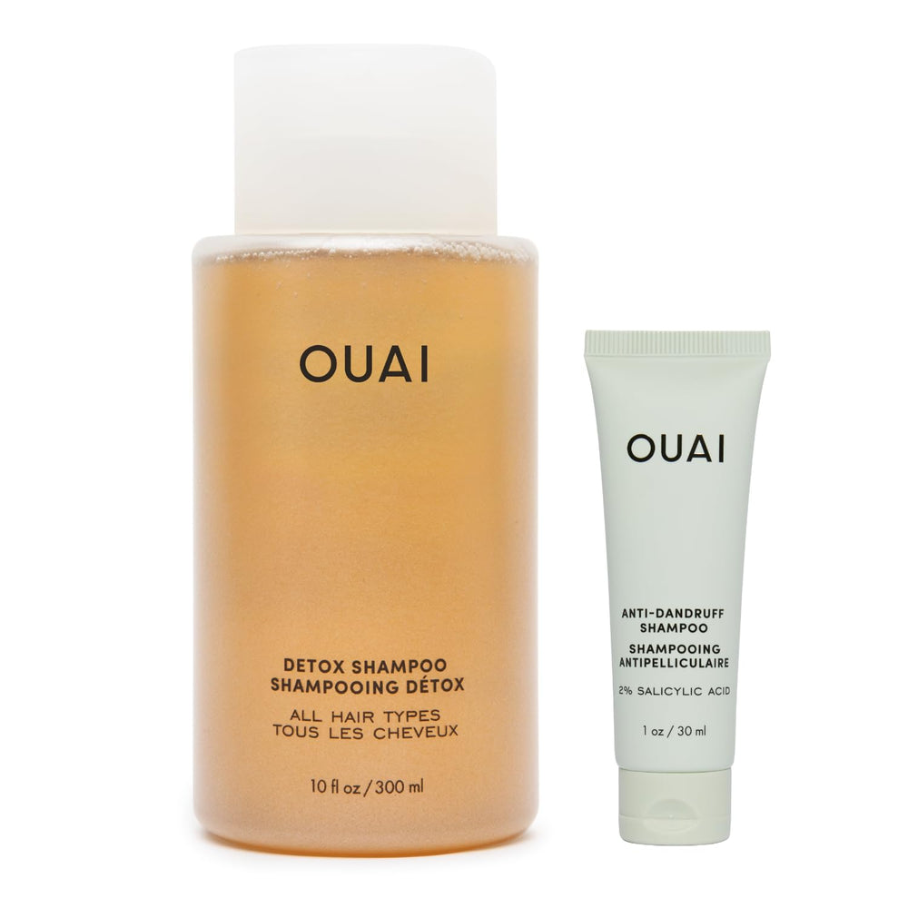 OUAI Detox Shampoo bottle full view for clarifying scalp and buildup removal.