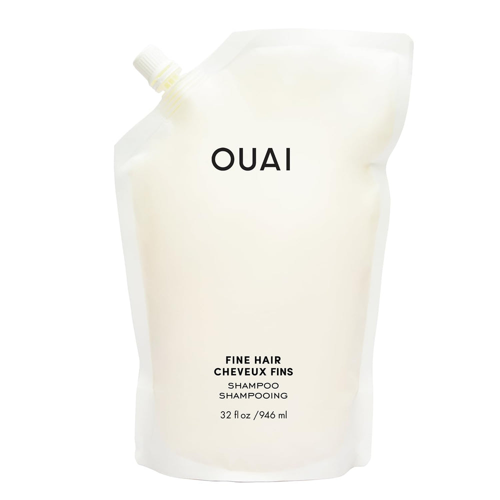 OUAI Fine Hair Shampoo Refill bottle front view for volumizing boost
