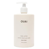 OUAI hand lotion with Dean Street scent and pump for quick hydration.