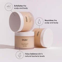 OUAI Melrose Place jar closeup highlighting sugar crystals for buildup removal