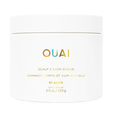 OUAI Scalp & Body Scrub bottle shows dual-action exfoliation for scalp and skin.