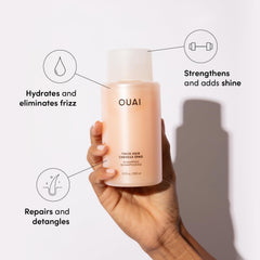 OUAI Thick Hair Conditioner bottle delivers rich hydration for smooth, manageable thicker hair.