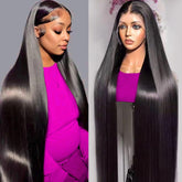 OUAYESI 32-inch straight wig front view highlights natural length and versatile styling.