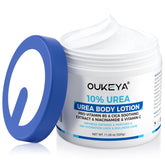 OUKEYA Urea Cream bottle with pump for deep hydration on dry skin.