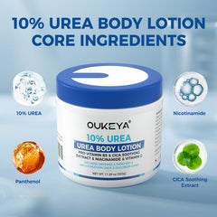 OUKEYA Urea Cream applied to elbows to soften rough skin.