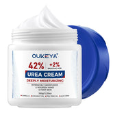 OUKEYA Urea Cream jar close-up highlighting rich hydration for dry skin.