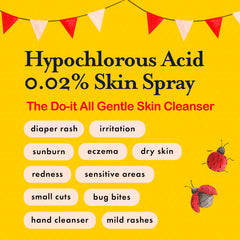 Our Family's Heirloom HOCl spray on baby face for quick cleansing