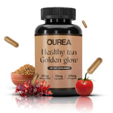 Ourea Carotenoid Golden Glow bottle for daily tanning support and natural skin glow.