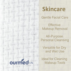 Ourmed Life disposable biodegradable towels for eco-friendly skincare routine.