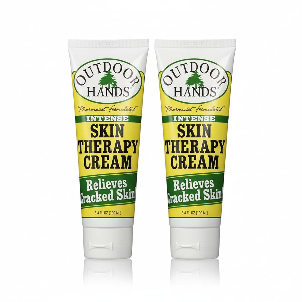 Outdoor Hands Intense Skin Therapy Cream tube close-up showing rich, non-greasy relief.
