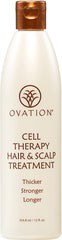Ovation Hair Cell Therapy bottle close showing premium packaging for daily care